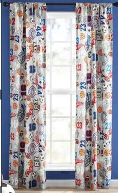 Your Zone Sports Print Room Darkening Curtain Panels - Set of 4
